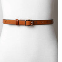 Leto - Women's Buckle Classic Skinny Leather Belt