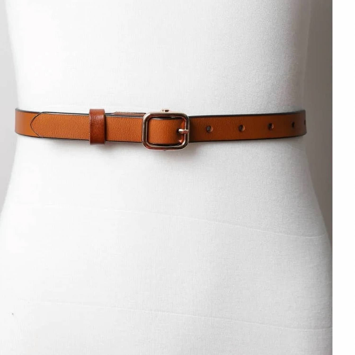 Leto - Women's Buckle Classic Skinny Leather Belt