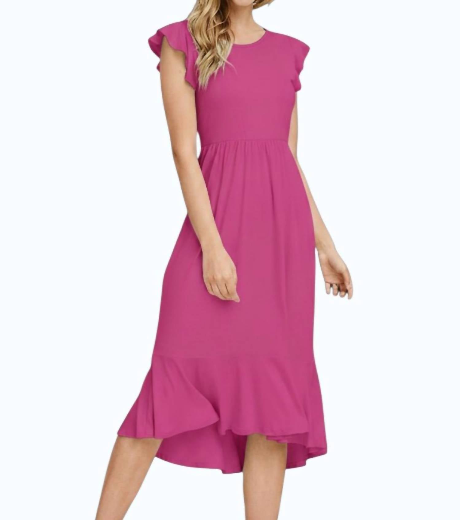 Reborn J - Buttery Soft Solid Ruffled Cap Sleeve Dress