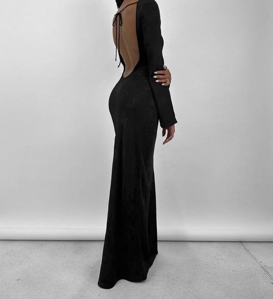 Rumored - Open Back Floral Textured Maxi Dress