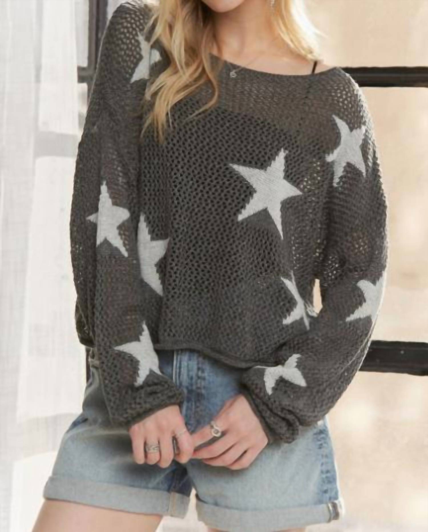 ADORA Stars Knit Sweater in gray - women's sweater