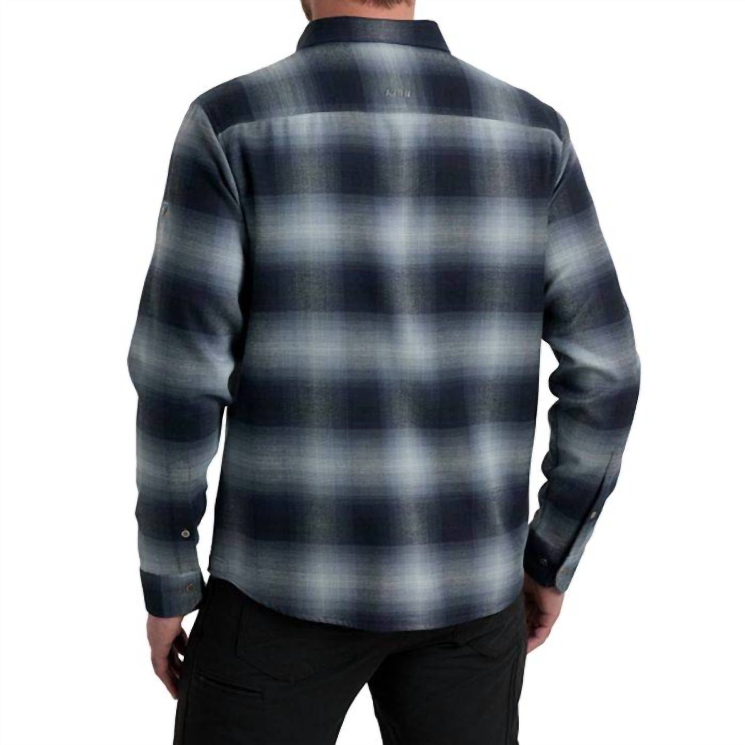 KUHL Men's Law Flannel Shirt in steel blue - men's shirt - detail view