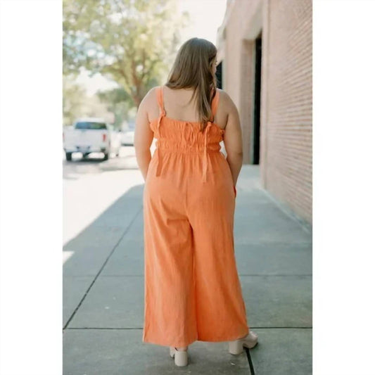 Davi & Dani - Bodice Tie Back Top Wide Leg Jumpsuit - Plus