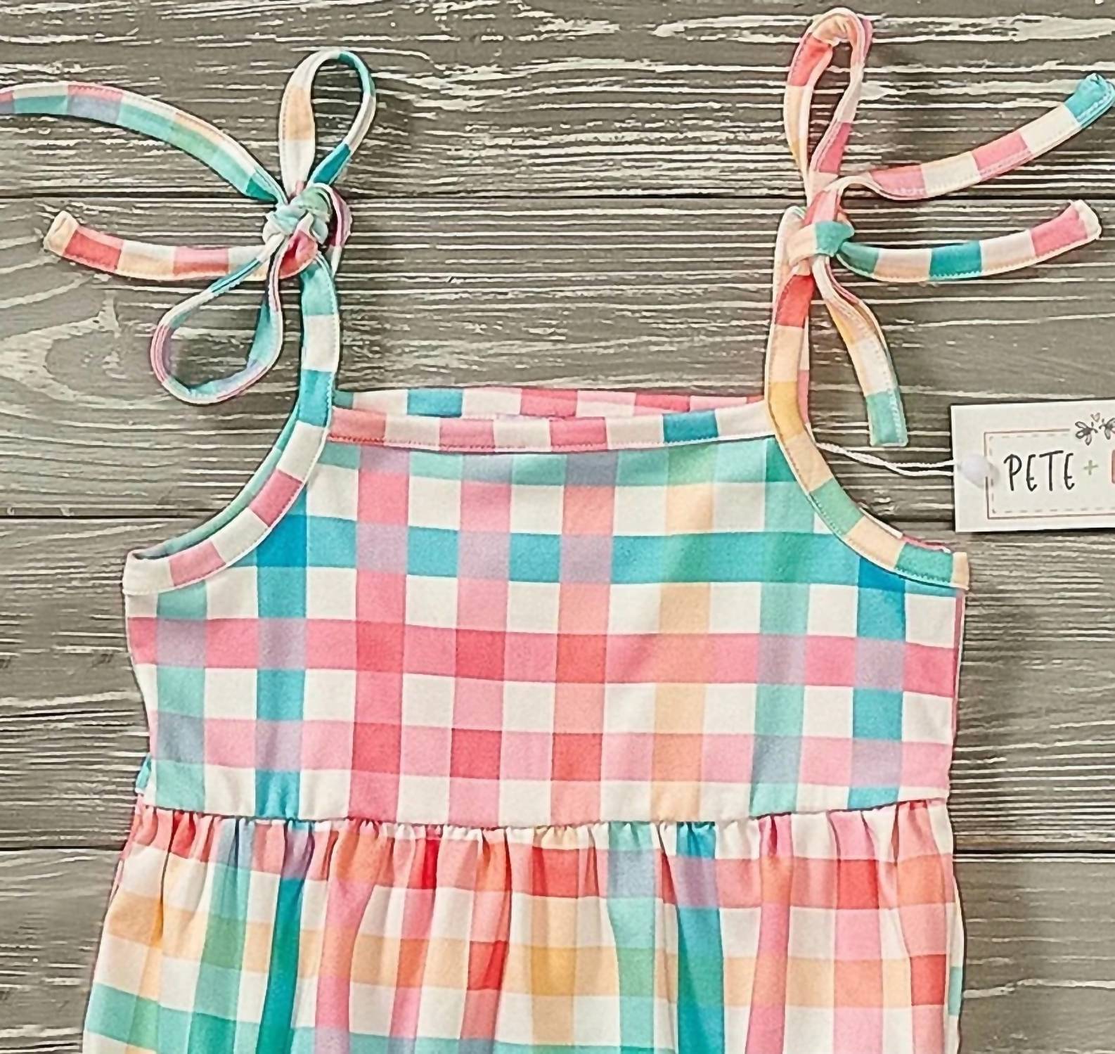 Pete + Lucy - Girls Summertime Gingham Infant Romper