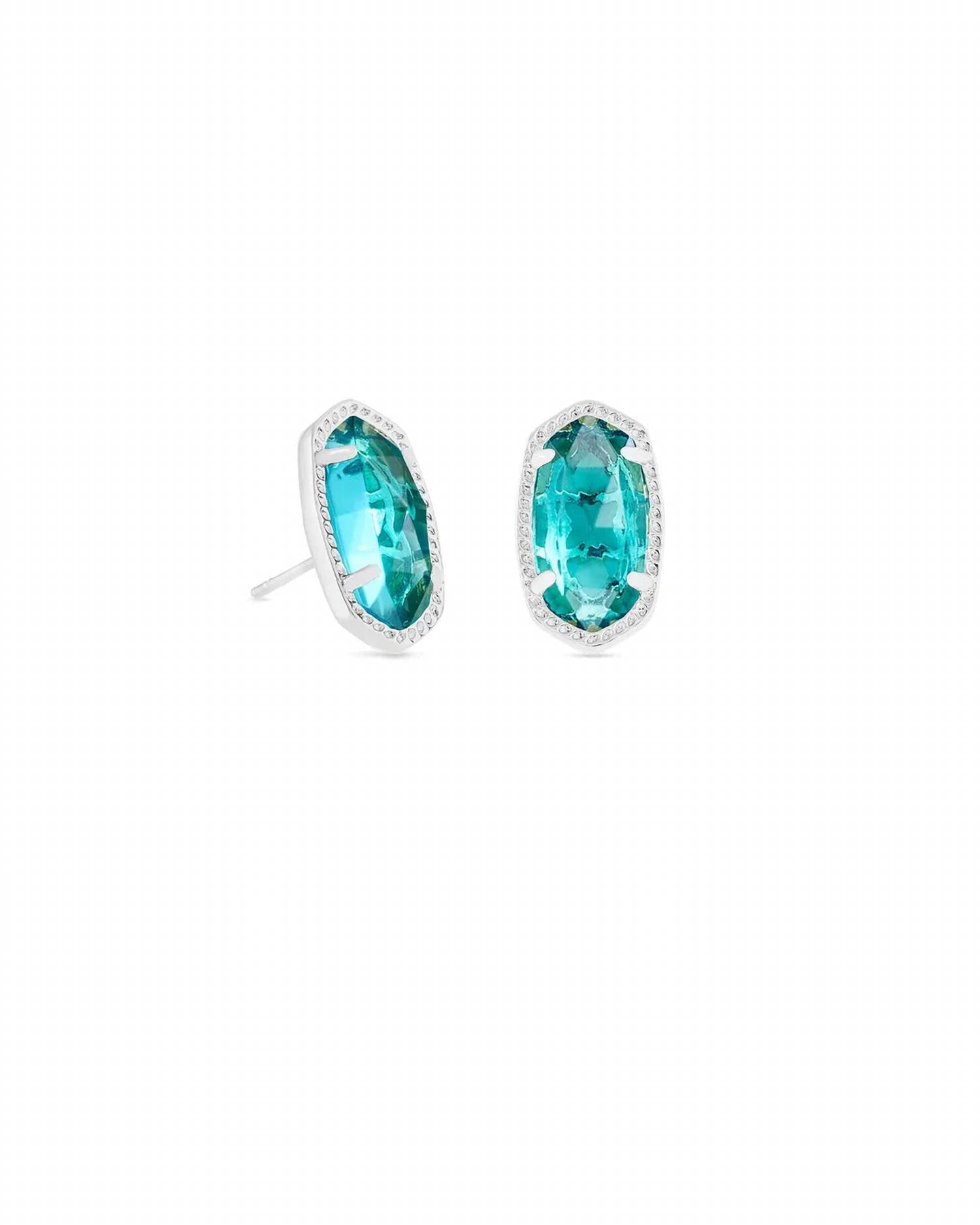 Kendra Scott Women's Ellie Rhodium Earrings in london blue - women's jewelry