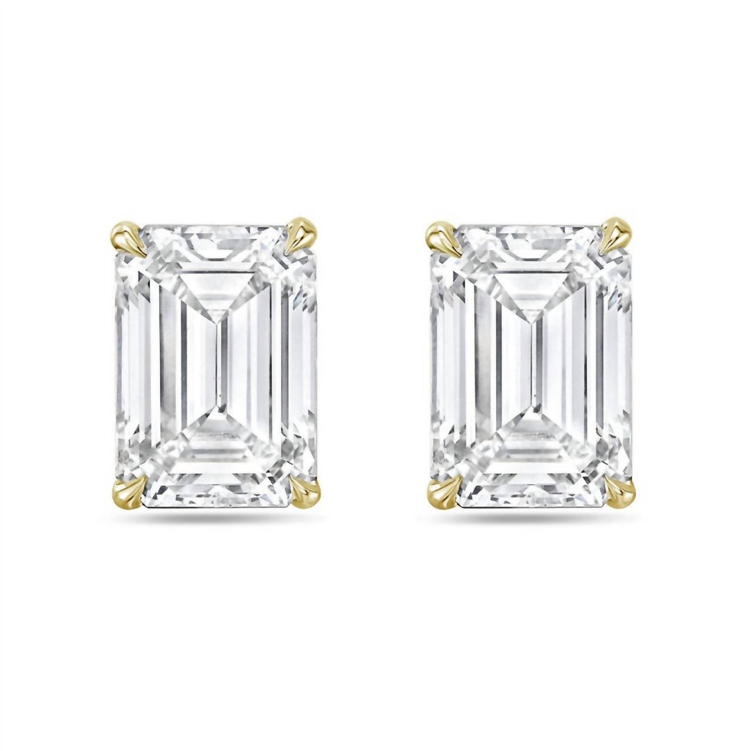 Diana M Jewels - 6.00 Cts Lab Grown Emerald Cut Stud Earrings