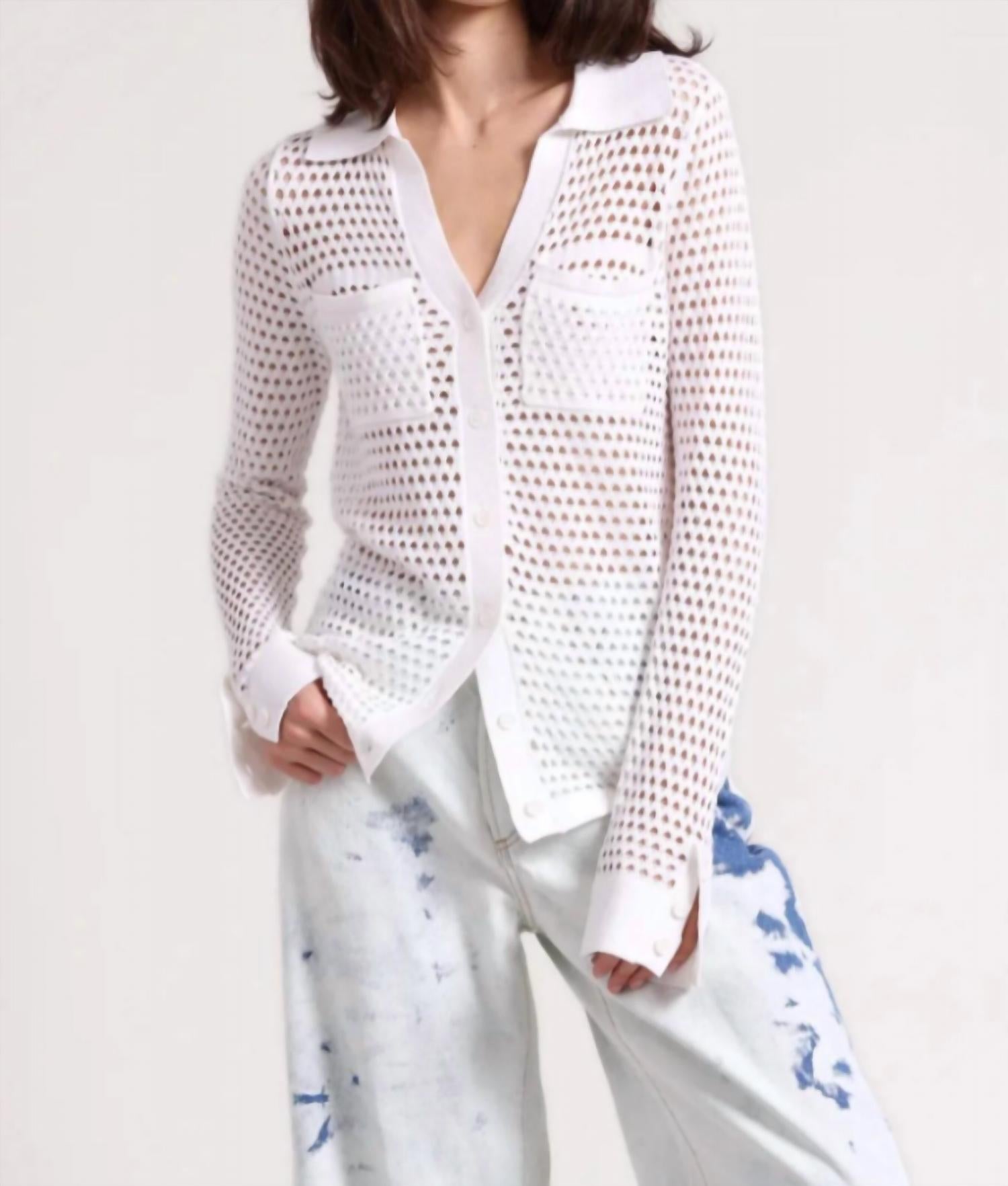 Minnie Rose - Plaited Mesh Button Down