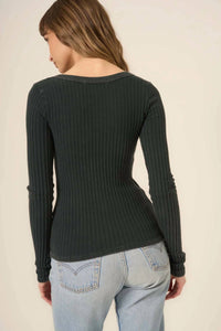 PROJECT SOCIAL T Rae Scoop Neck Long Sleeve Tee in mw midnight pine - women's long sleeve top - view 4