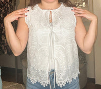 Skies Are Blue - Eyelet Detail Sleeveless Top