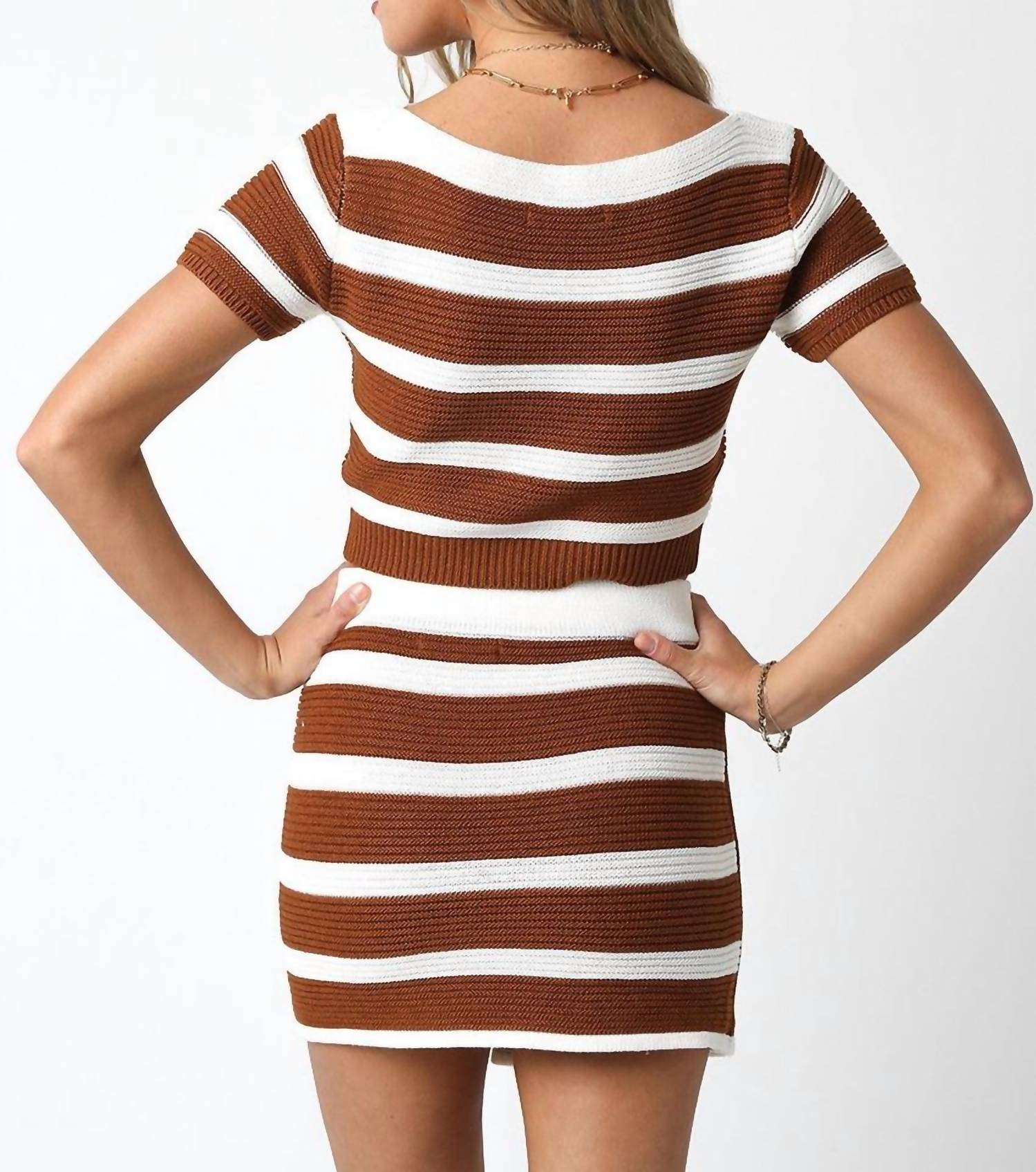 Olivaceous - Cropped Striped Sweater