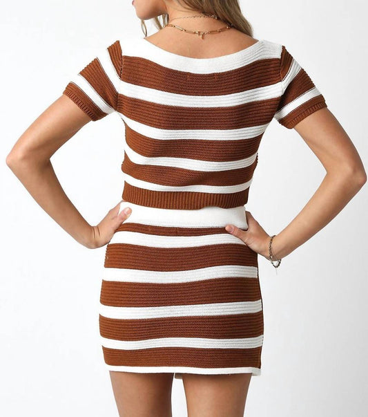 Olivaceous - Cropped Striped Sweater