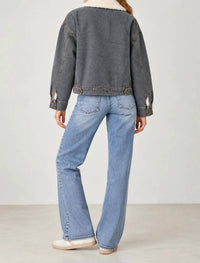Mystree - Faux Fur Collar Denim Blouson Jacket