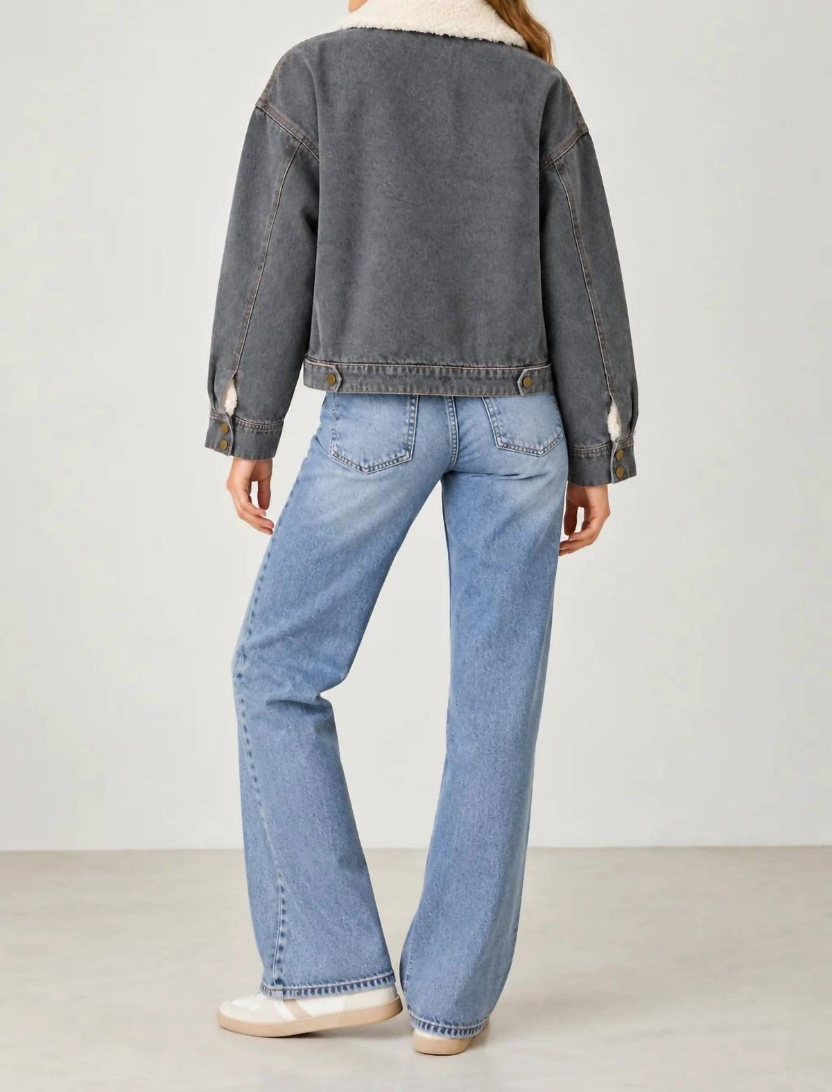 Mystree - Faux Fur Collar Denim Blouson Jacket