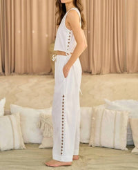 Lalavon - Diamond Cut Linen Pants