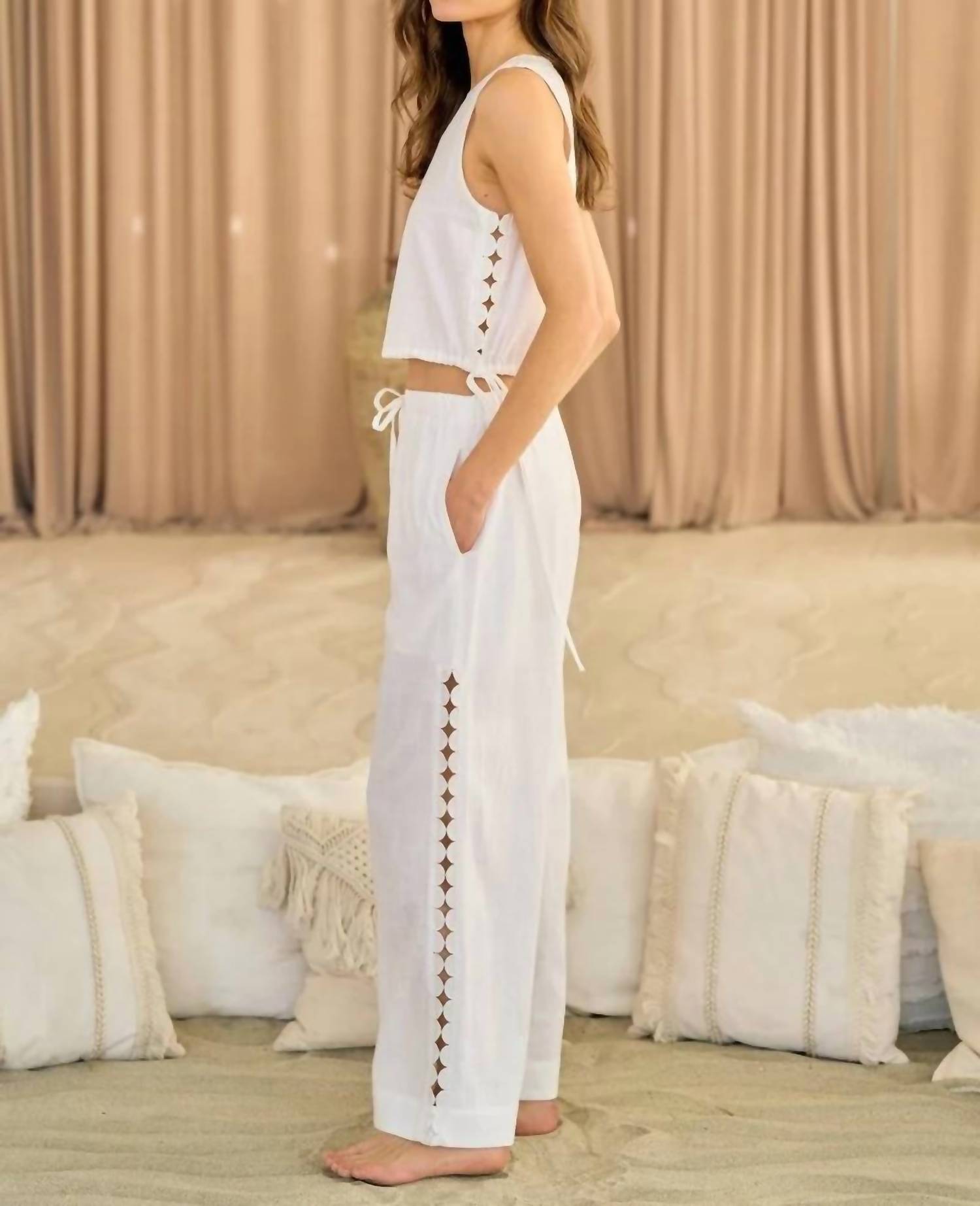 Lalavon - Diamond Cut Linen Pants