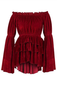 Daisy Corsets Women's Velvet Ruffle Dress in burgundy - women's dress - alternate view