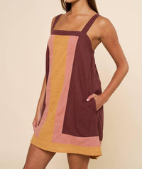 Lalavon - Color Block Sleeveless Mini Dress