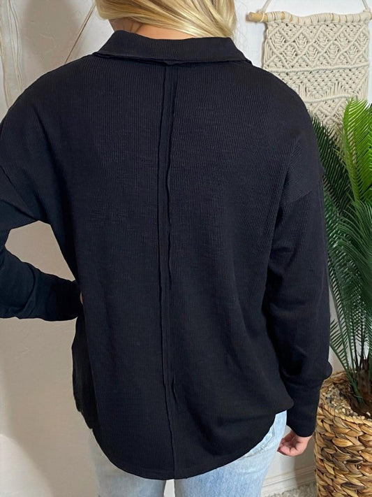 Jodifl - Textured Collared V-Neck Sweater