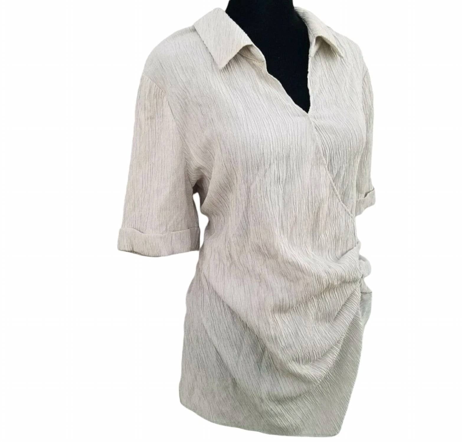 Alfani - V-neck Collared Ruched Blouse