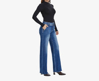 Bayeas High Rise Raw Hem Jean in medium blue - women's jeans - view 4