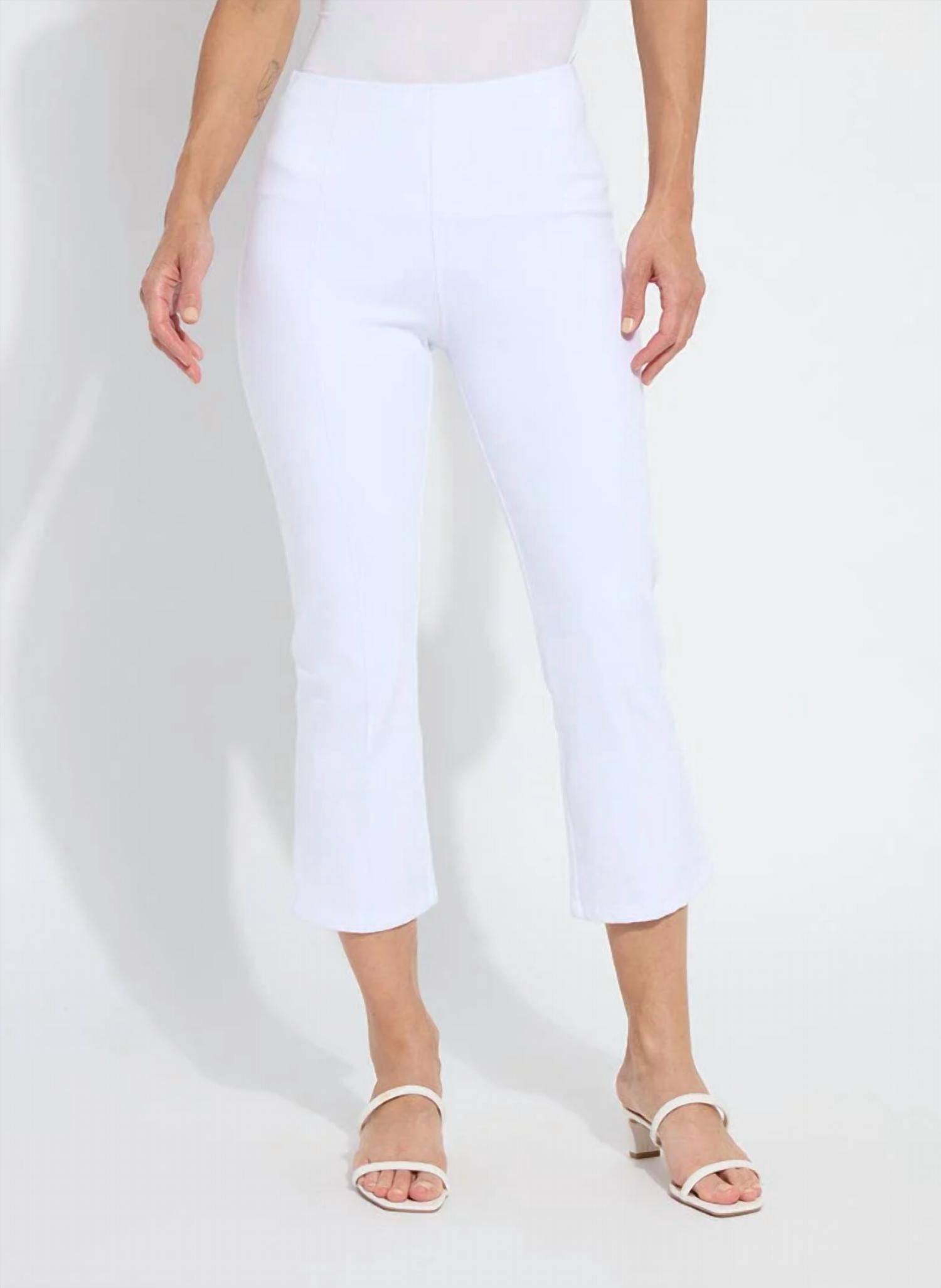 Lysse Women's Lizzette Bow Detail Crop Flare Denim Pants in white - women's pants