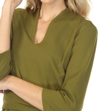 Joseph Ribkoff - Belted V-neck 3/4 Sleeve Dress