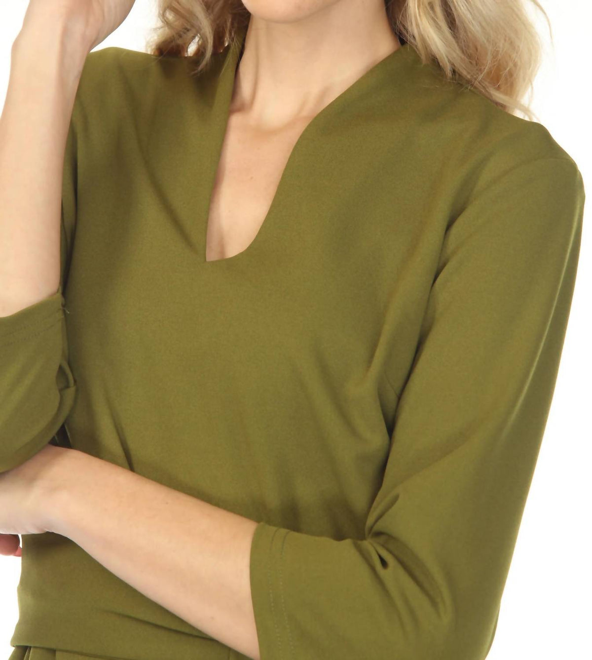 Joseph Ribkoff - Belted V-neck 3/4 Sleeve Dress