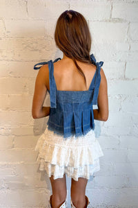 Day + Moon - Tied In Denim Top