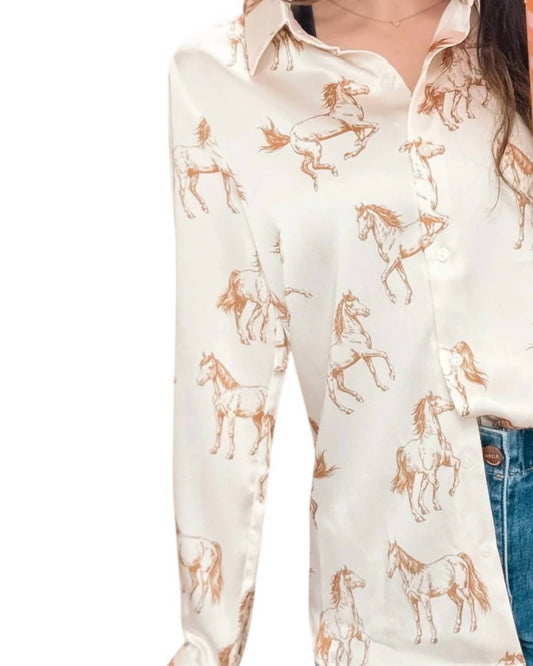 Skies Are Blue - Women's Giddy Up Button Down Blouse