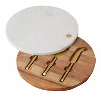 Be Home Garnet Swivel Board And Cheese Set in gold - item