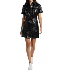 Toccin - Lydia Embossed Crocodile Button Up Mini Dress