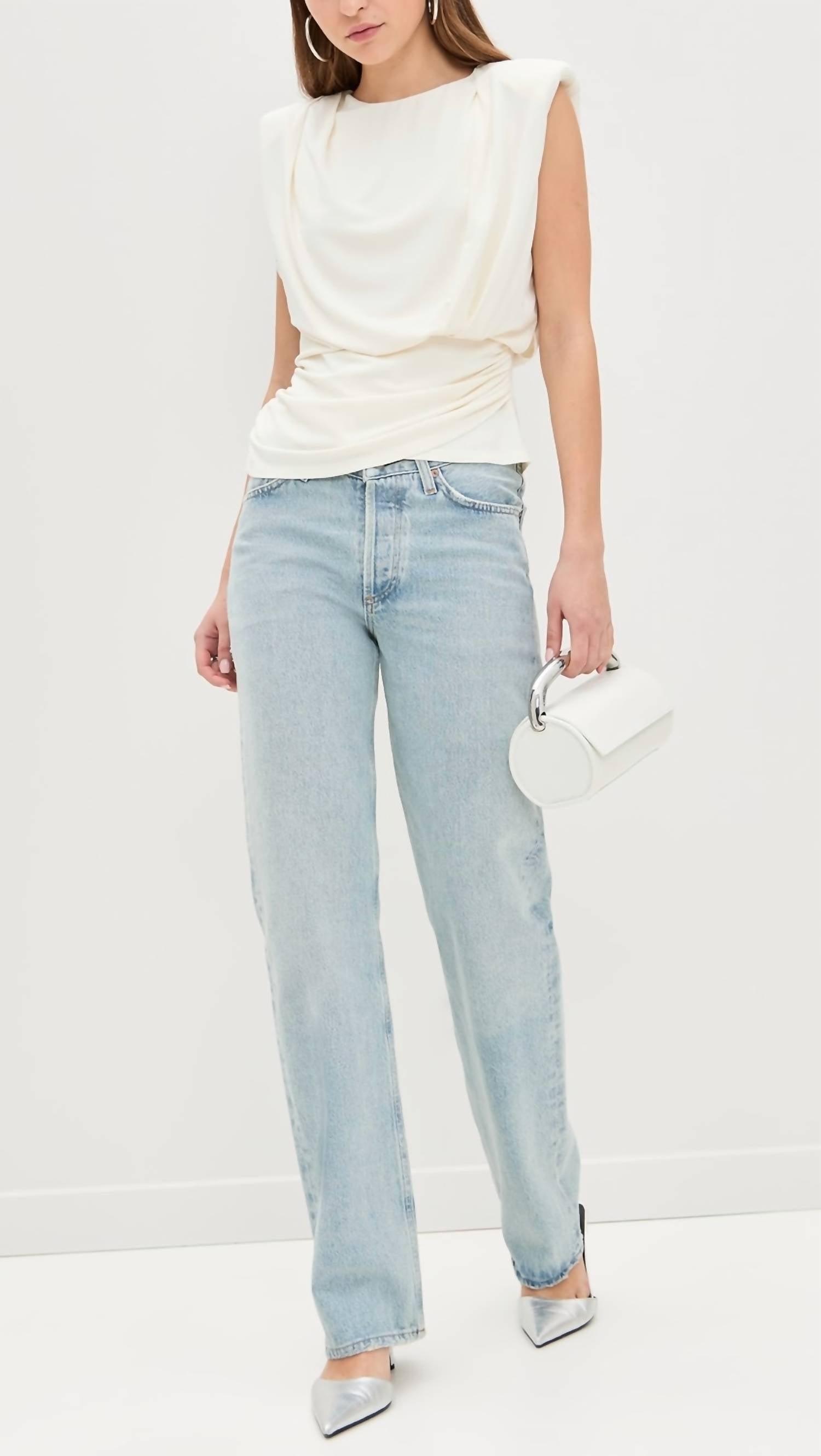 JONATHAN SIMKHAI Daton Sleeveless Draped Top in white - women's blouse - view 6