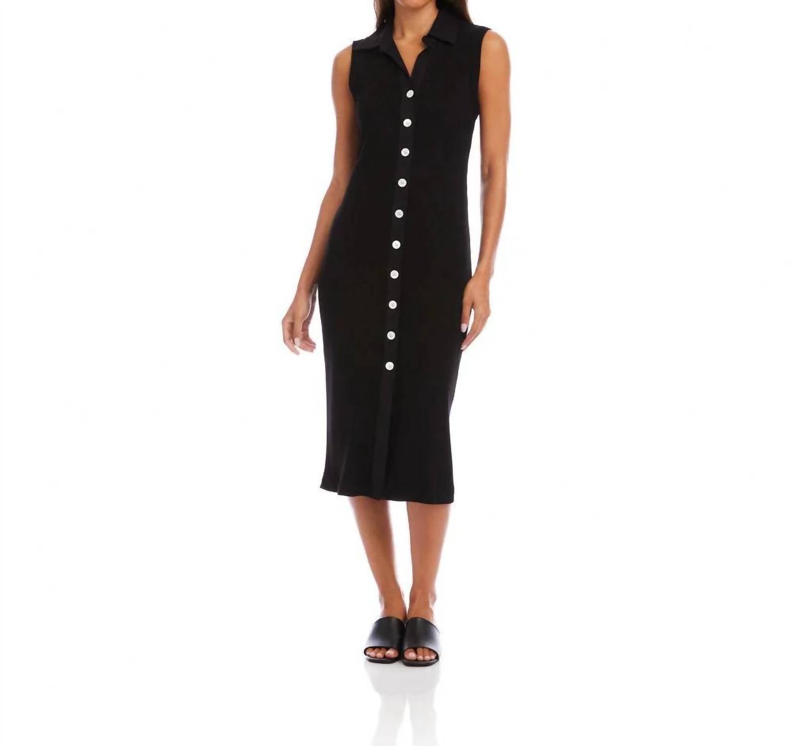 Karen Kane - Ribbed Sleeveless Button Front Midi Dress