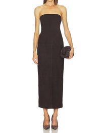 SRG Kim Suede Dress in chocolate - women's dress
