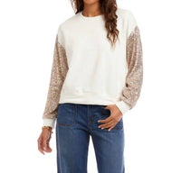 Karen Kane Sequin Sleeve Top in cream 1 - women's sweater
