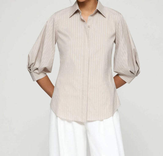 Lafayette 148 - Metallic stripe stretch cotton blouse