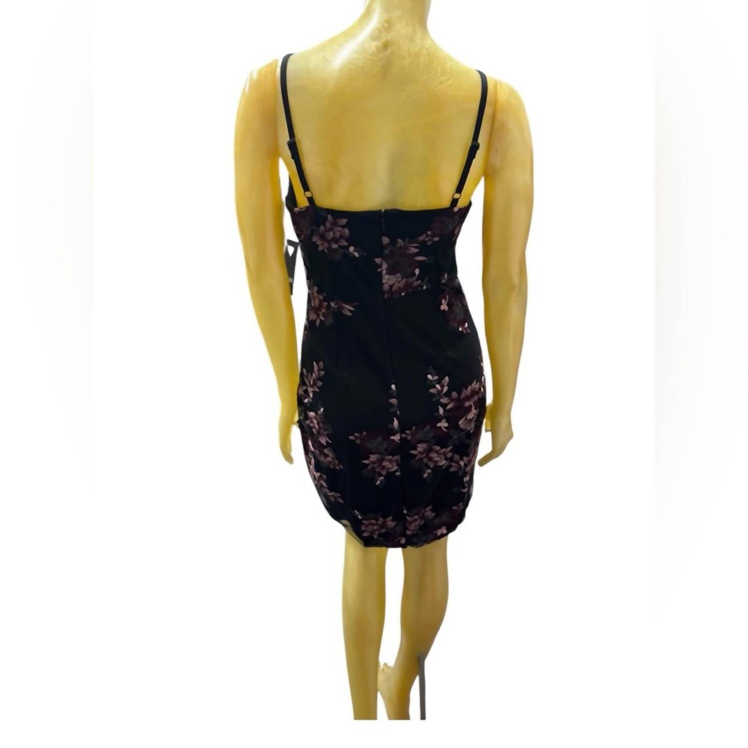 Guess Floral Sheath Mini Dress in black purple - women's dress - detail view