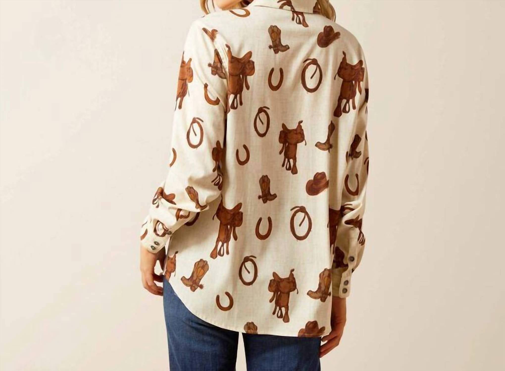 ARIAT Homestyle Button Up Shirt in rodeo spur print - women's shirt - alternate view