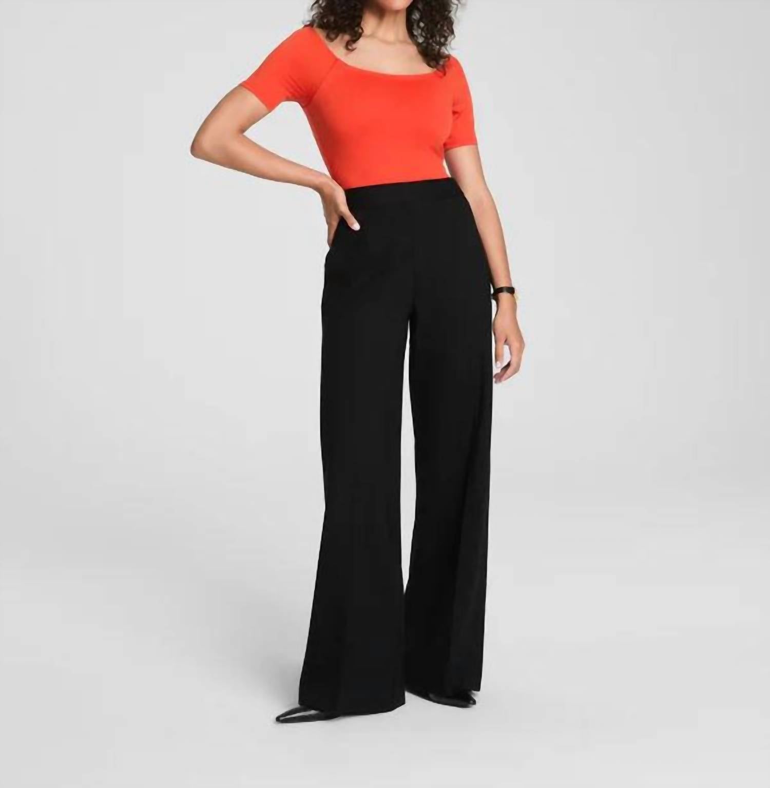 Spanx Perfect Fit Ponte Wide Leg Pant in black 1 - women's pants - alternate view