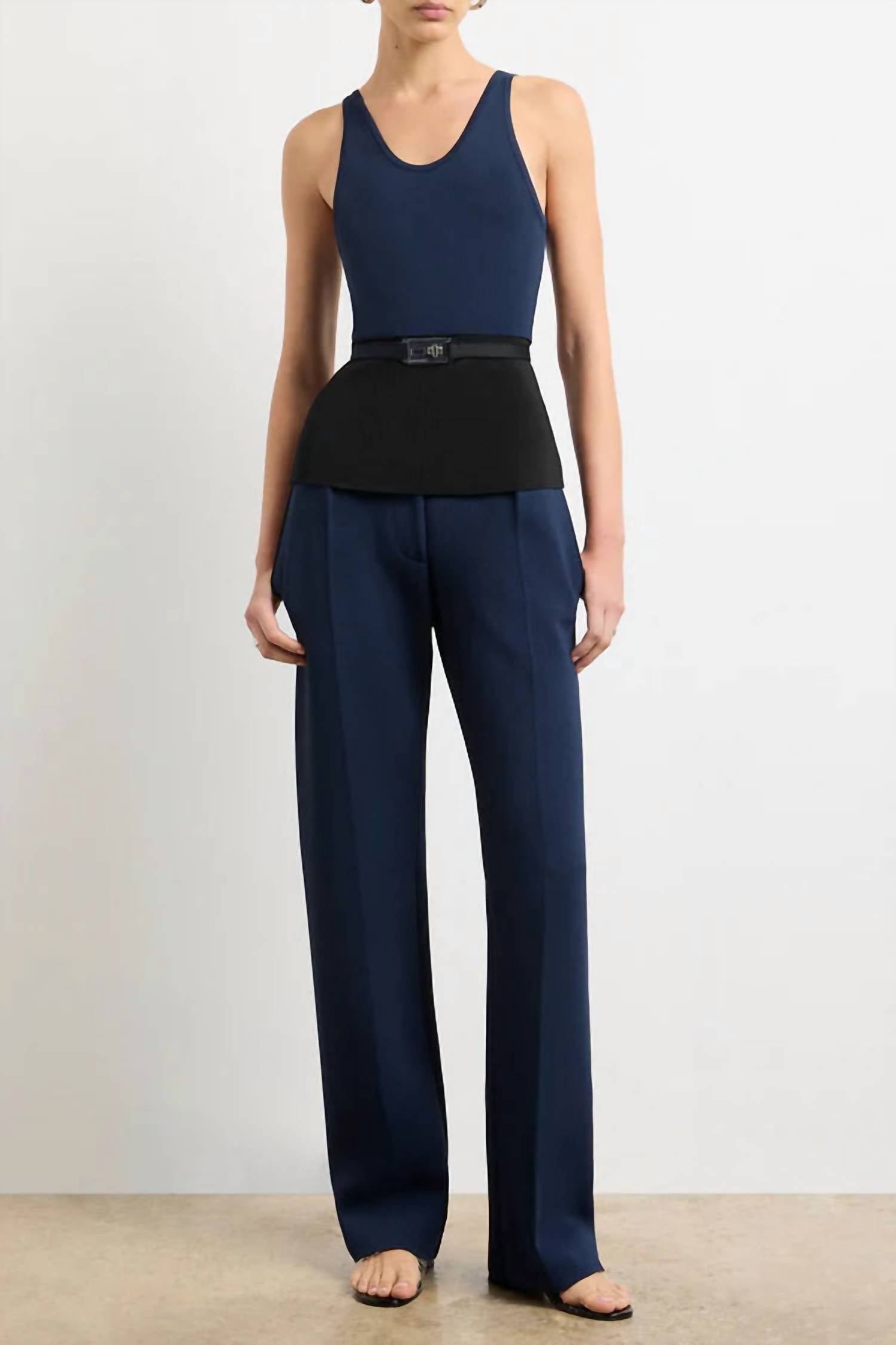 Brandon Maxwell - Julia Scoop Neck Knit Tank Turnlock Belt