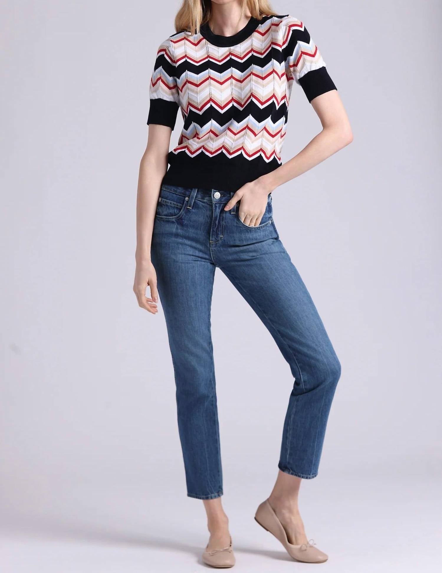 Minnie Rose - Chevron Short Sleeve Crew Tee