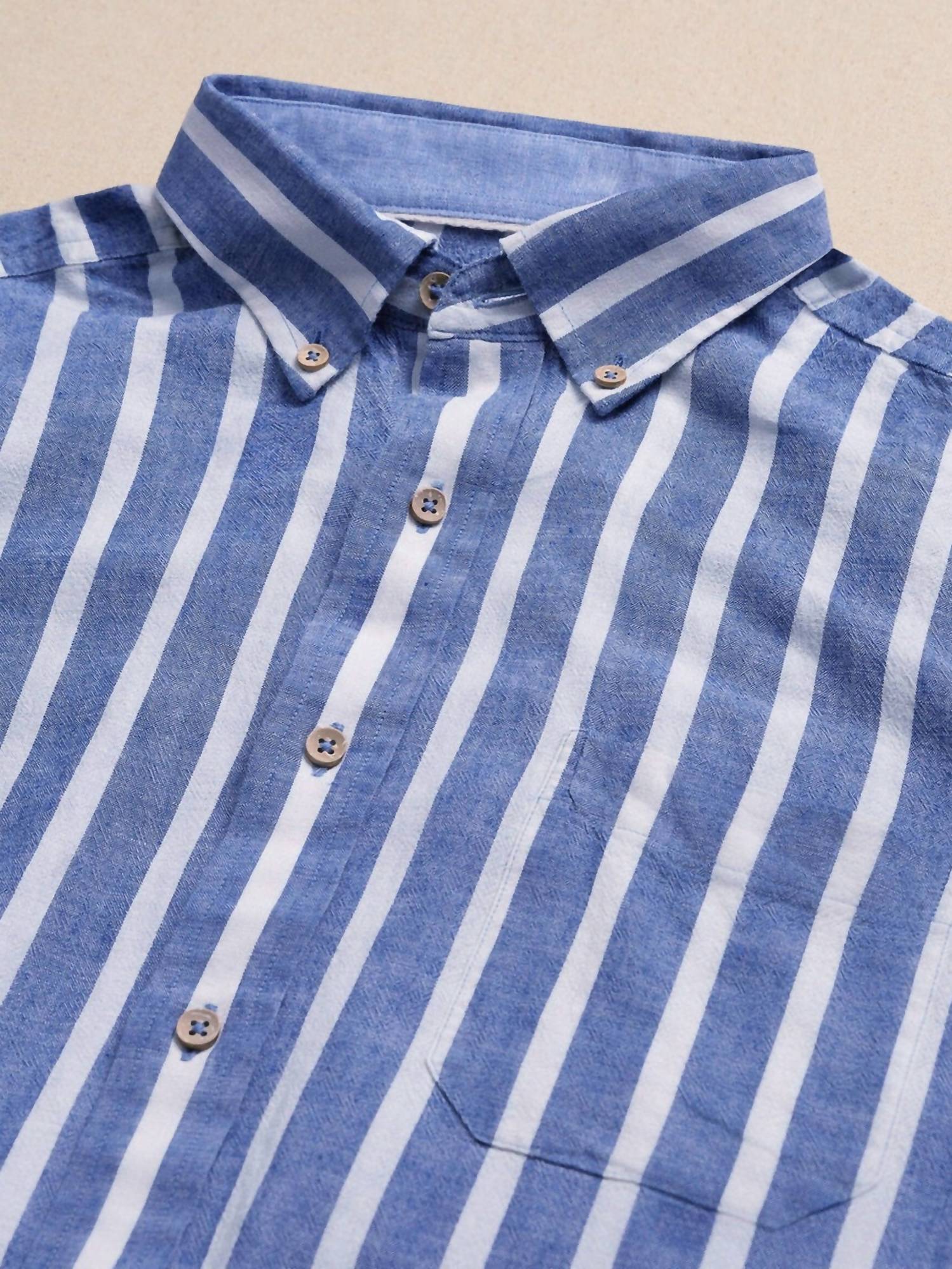 Southern Tide - Seamark Stripe Linen Rayon Short Sleeve Sport Shirt