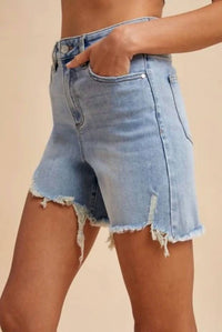 Anniewear - Comfort Stretch Distressed Frayed Hem Shorts