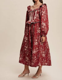 Listicle - Floral Corset Ruffle Midi Dress