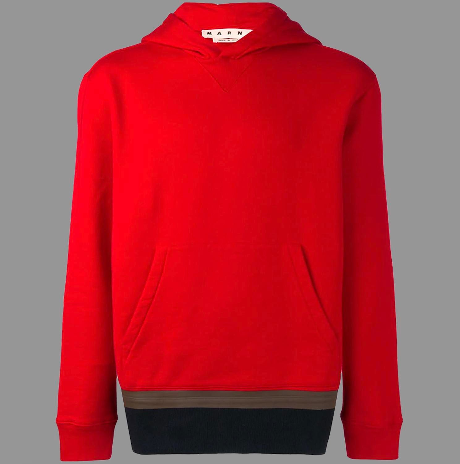MARNI Men's Color Block Hoodie in red navy 1 - men's shirt