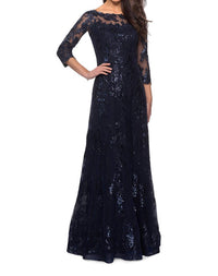 La Femme - Elegant Boat Neck Gown