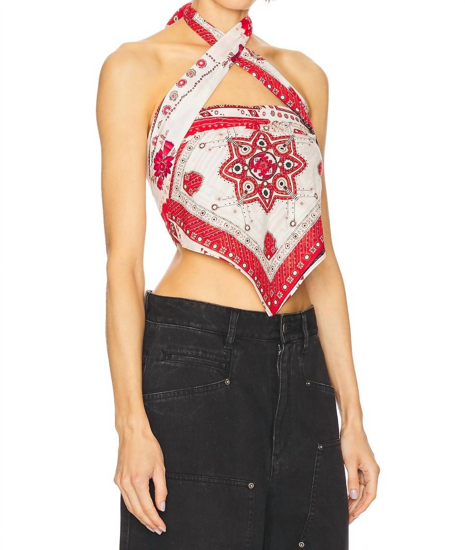 Marant Etoile Pre-loved Feyza Top in red ecru - women's shirt - alternate view