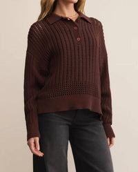Z Supply - Looking Glass Crochet Polo Sweater