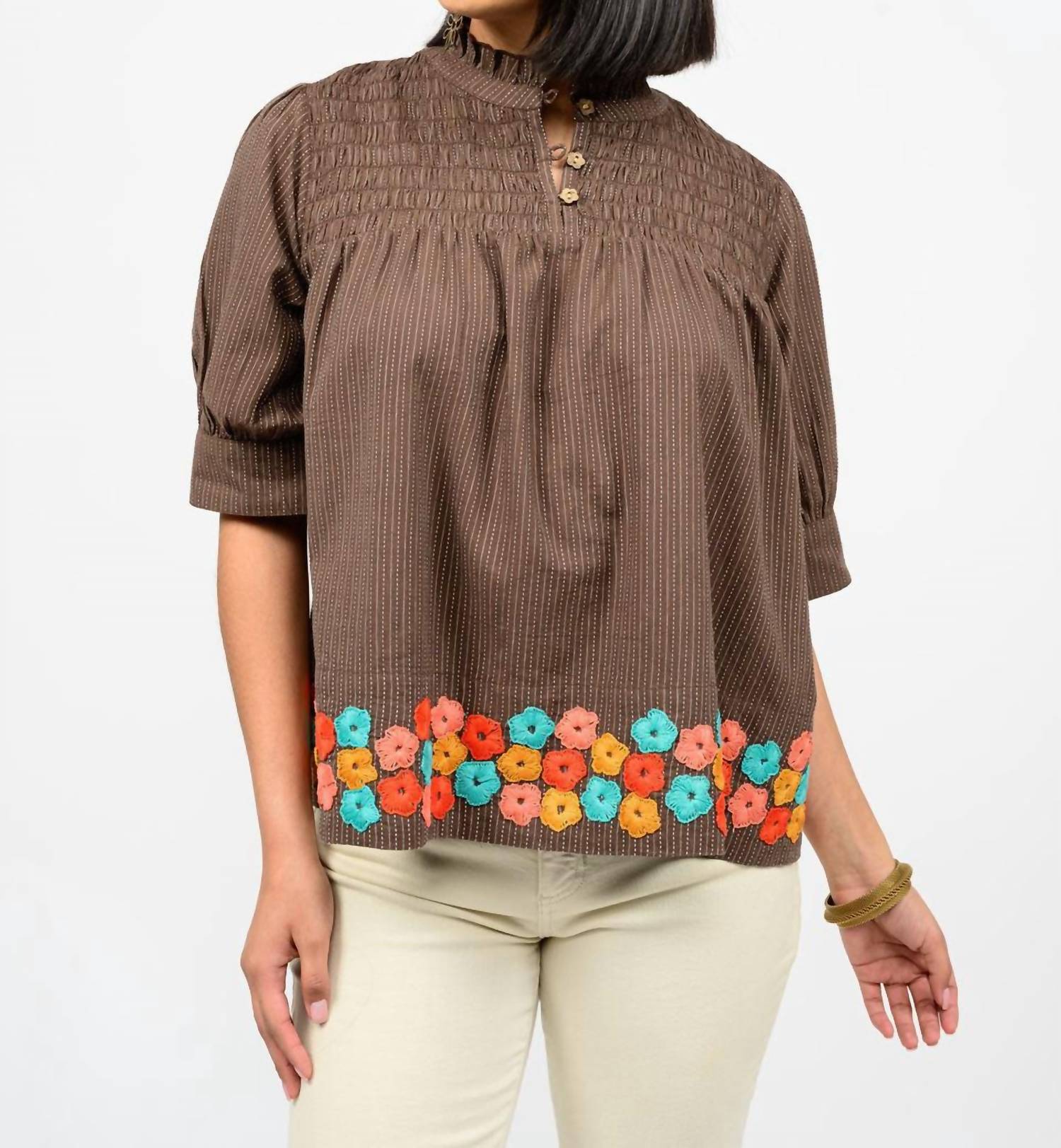 Ivy Jane Hem Of Flowers Top in multi - women's blouse