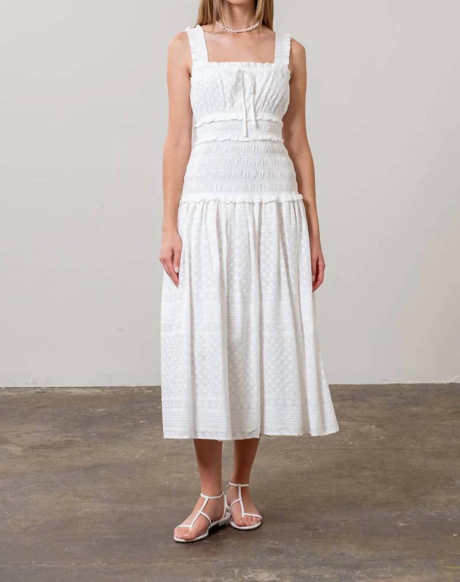 Moon River - SHIRRED BODICE MIDI DRESS
